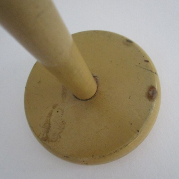 Egg Head Flapper Wooden Hat Stand Painted Blue Eyes Lathe Turned Millinery Decor main image 4